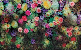 Tapéta Virágos Paradicsom Rózsa Bazsarózsa Krizantém Finom színek 250x175 +ragasztó