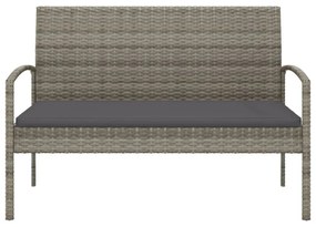 szürke polyrattan kerti pad párnával 105 cm