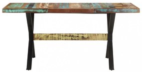 tömör újrahasznosított fa étkezőasztal 160 x 80 x 76 cm