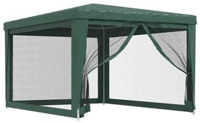 zöld HDPE rendezvénysátor 4 hálós oldalfallal 3x4 m