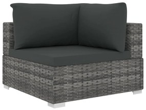 11-részes szürke polyrattan kerti bútorszett párnákkal