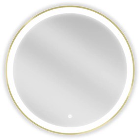 Mexen Esso kerek LED háttérvilágítású fürdőszobai tükör 70cm 6000K páramentes fűtőbetét arany keret 9825-070-070-611-50
