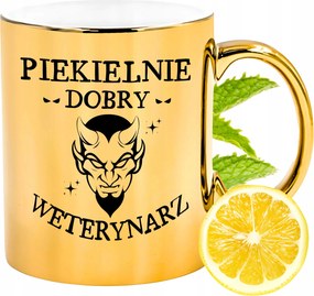 Arany csillogó bögre állatorvosnak ajándék fényképes nyomtatással