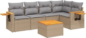 vidaXL 6 részes bézs polyrattan kerti ülőgarnitúra párnával
