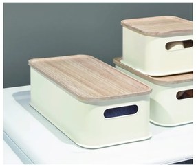 Eco Handled fehér tárolódoboz paulownia fa fedéllel, 21,3 x 43 cm - iDesign