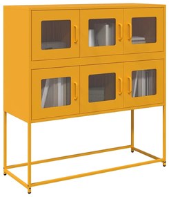 mustársárga hideghengerelt acél tálalószekrény 100,5x39x107 cm