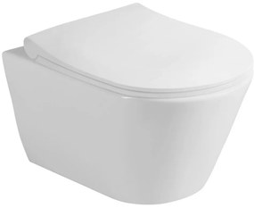Sanovit SLIM AVVA fali WC + Brilla SLIM L ülőke - perem nélküli - rövid - 49 cm