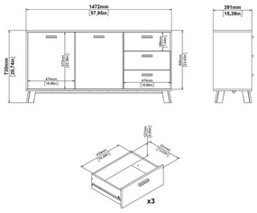 Fehér-natúr színű komód tölgyfa dekorral 147x73x39 cm Ikast – Tvilum