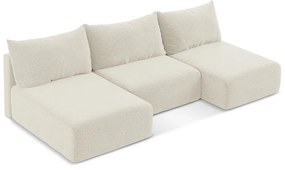 Krémszínű kinyitható-tárolóhelyes sarokkanapé Kalena – Makamii