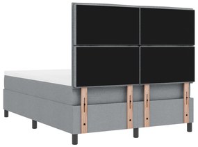Rugós ágy matraccal és LED világítással, világosszürke, 160x200 cm szövet