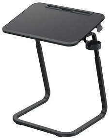 Állítható magasságú reggelizőasztal tablettartóval, fekete