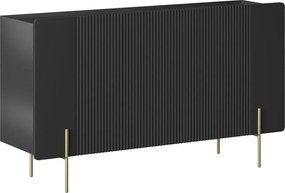 Malmi komód 150 cm háromajtós - matt fekete / arany lábak