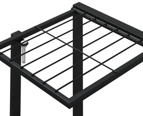 fekete vas virágtartó állvány kerekekkel 94,5 x 24,5 x 91,5 cm