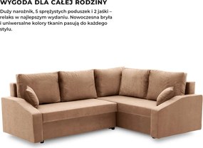 Grande Plus sarokkanapé, jobboldali, szövet anyag, barna