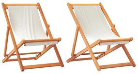 2 db fehér szövet összecsukható strandszék