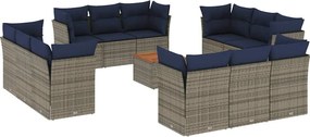 vidaXL 13 részes szürke polyrattan kerti ülőgarnitúra párnákkal