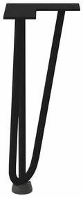 4 db fekete, tömör acél hajtűláb dohányzóasztalhoz, 30 cm