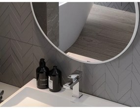 Mexen Loft, kerek fürdőszobai tükör 100 cm, keret színe fehér, 9850-100-100-000-20