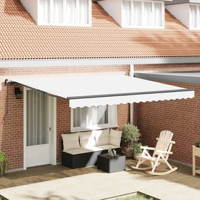 Behúzható napellenző Fehér 400 × 350 cm Poliészter és acél