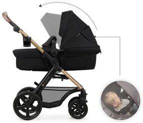 KINDERKRAFT - Kombinált babakocsi 3in1 MOOV 2 Pure fekete + autósülés MINK PRO