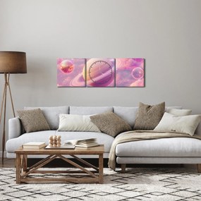 Kép - Rózsaszín bolygó (órával) (90x30 cm)