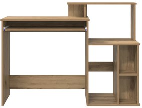 vidaXL Íróasztal Tárolással Kézműves Tölgy 120.5x44x88.5 cm Szerelt Fa