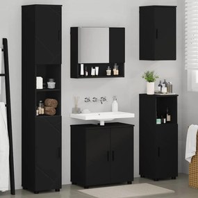 Fürdőszoba bútor szett 5 pcs Fekete 61 x 35 x 64 cm Faanyag