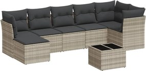 vidaXL 8 részes világosszürke polyrattan kerti ülőgarnitúra párnával