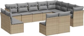 vidaXL 12 részes bézs polyrattan kerti ülőgarnitúra párnákkal