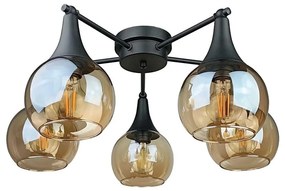 Felületre szerelhető csillár  STAR 5xE27/60W/230V fekete/füstös bézs