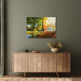 Kép - Nyugodt őszi táj (üvegen) (70x50 cm)