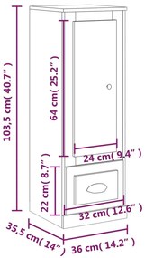 betonszürke szerelt fa magasszekrény 36x35,5x103,5 cm