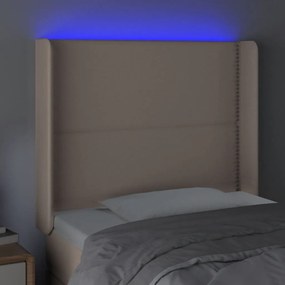 cappuccino műbőr LED-es fejtámla 93x16x118/128 cm