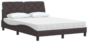 ágy matraccal Sötétbarna 140x200 cm szövet