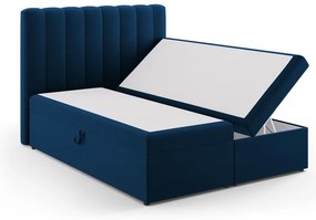 Sötétkék boxspring ágy tárolóhellyel 160x200 cm Gina – Milo Casa