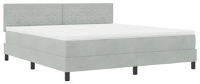 Boxspring Ágy Matrac Könnyű Szürke Super King Bársony