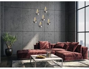 Csillár zsinóron LACRIMA SMOKY 6xE27/60W/230V fekete/arany/füstös fekete