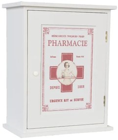 Szögletes fehér Pharmacie fa gyógyszeres kis szekrény 24x13x30cm