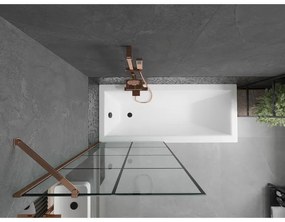 Mexen Next, kádparaván 1 szárny 80 x 150 cm, fix szárny, 6 mm átlátszó üveg fekete mintával, rózsa arany profil, 895-080-000-00-77-60