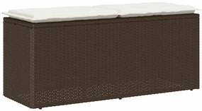 Barna polyrattan kerti pad párnával 110x40x44 cm