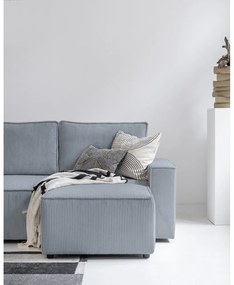 Világosszürke kordbársony kinyitható sarokkanapé (variálható) Brave Dave – Miuform