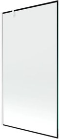 Mexen Next, kádparaván 1 szárny 100 x 150 cm, fix szárny, 6 mm átlátszó üveg fekete mintával, fehér profil, 895-100-000-00-70-20