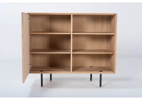 Fekete-natúr színű tölgyfa alacsony komód 118x100 cm Fina – Gazzda