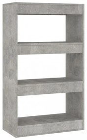 betonszürke szerelt fa könyvszekrény/térelválasztó 60x30x103 cm