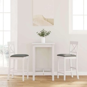 2 db fehér tömörfa gumiból bárszékek párnákkal