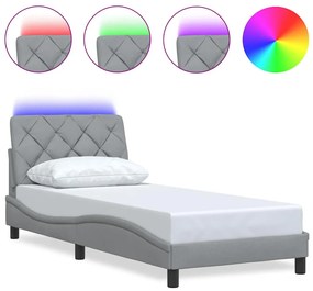 világosszürke szövet ágykeret LED-es matrac nélkül 80x200 cm