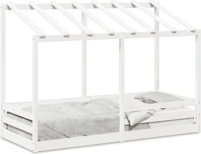 vidaXL fehér tömör fenyőfa gyerekágy tetővel 75 x 190 cm