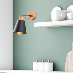 Fekete-natúr színű fali lámpa ø 14 cm Manavgat – Opviq lights