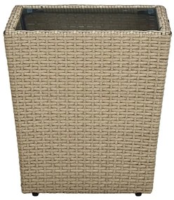 vidaXL bézs polyrattan és edzett üveg dohányzóasztal 41,5x41,5x44 cm