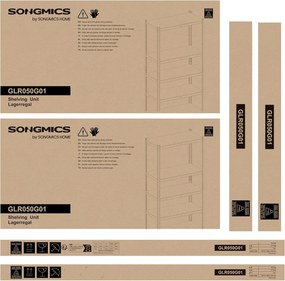 5 szintes fém tároló polc, teherbírás 600 kg, 50 x 100 x 200 cm, szürke